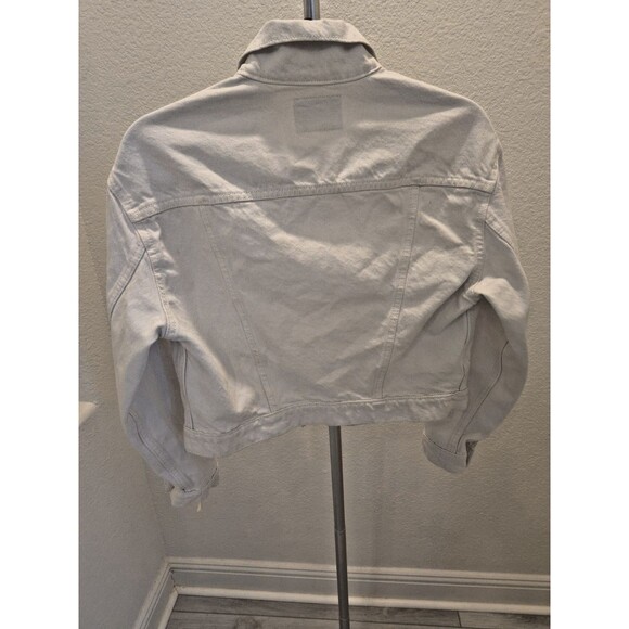 OLD NAVY White Cropped Denim Jean Jacket Women's Size S Small Trucker Style - Picture 4 of 8